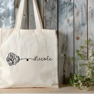 stofftasche – florale kunst mit deinem namen