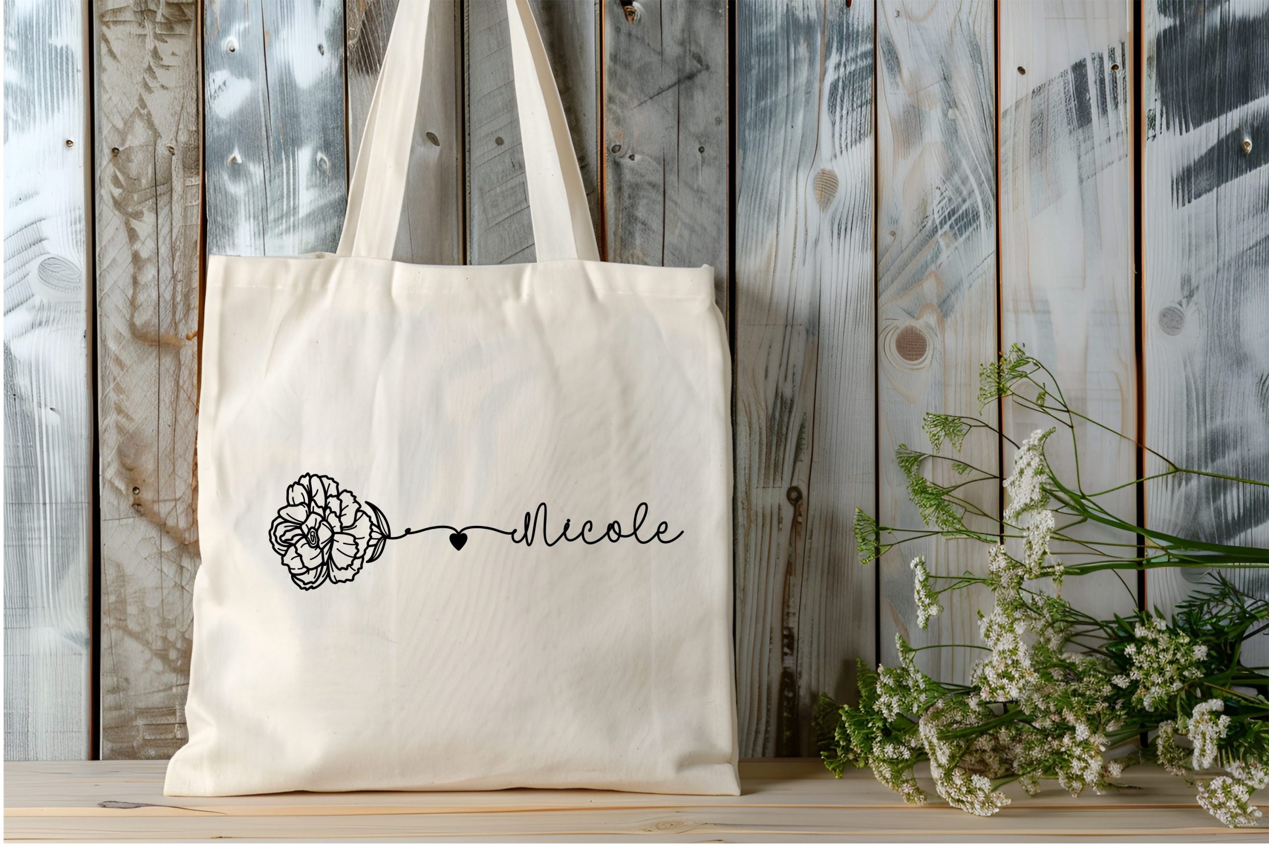 stofftasche – florale kunst mit deinem namen stofftasche – florale kunst mit deinem namen