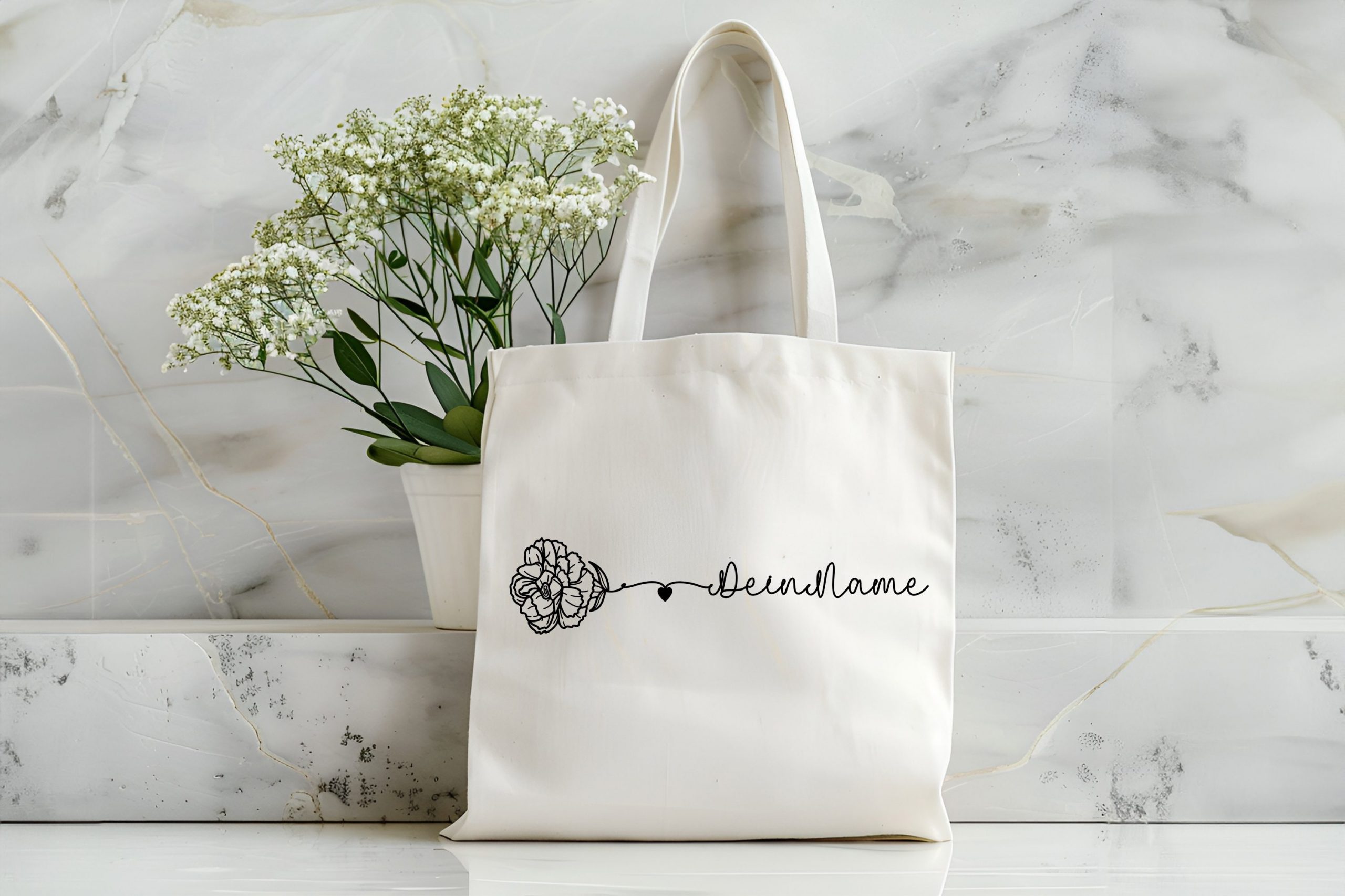 stofftasche – florale kunst mit deinem namen stofftasche – florale kunst mit deinem namen