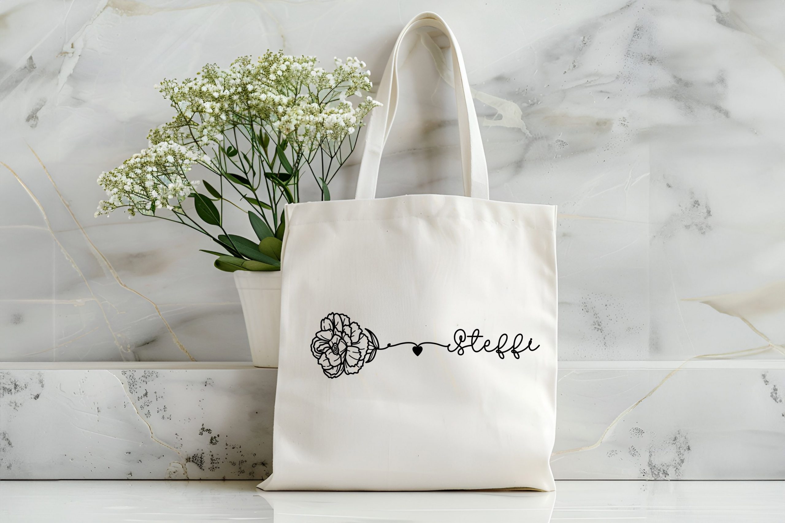stofftasche – florale kunst mit deinem namen stofftasche – florale kunst mit deinem namen