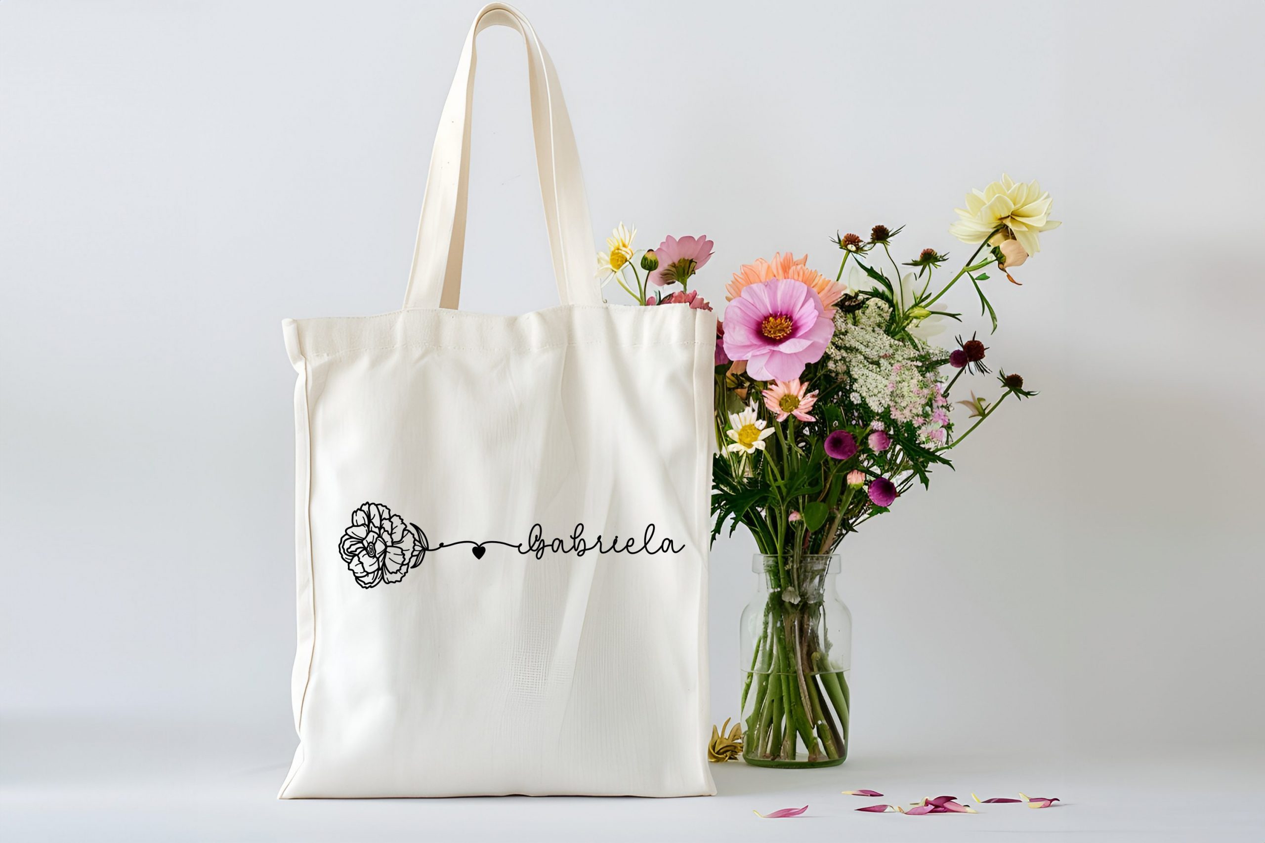 stofftasche – florale kunst mit deinem namen stofftasche – florale kunst mit deinem namen