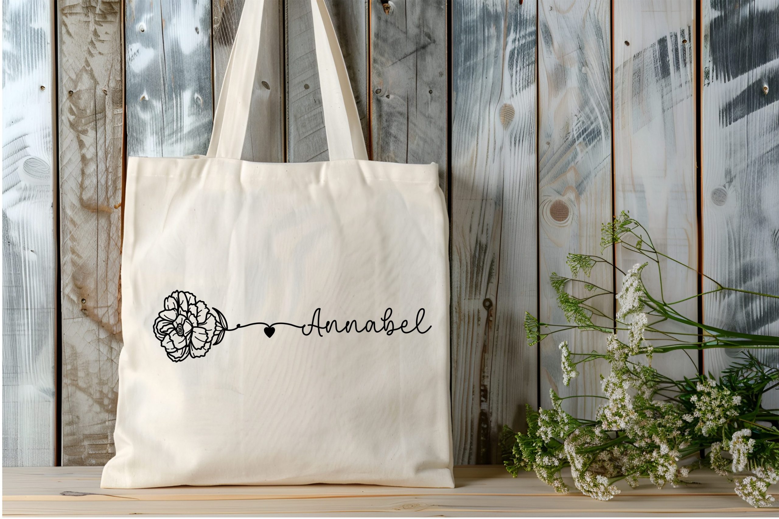stofftasche – florale kunst mit deinem namen stofftasche – florale kunst mit deinem namen